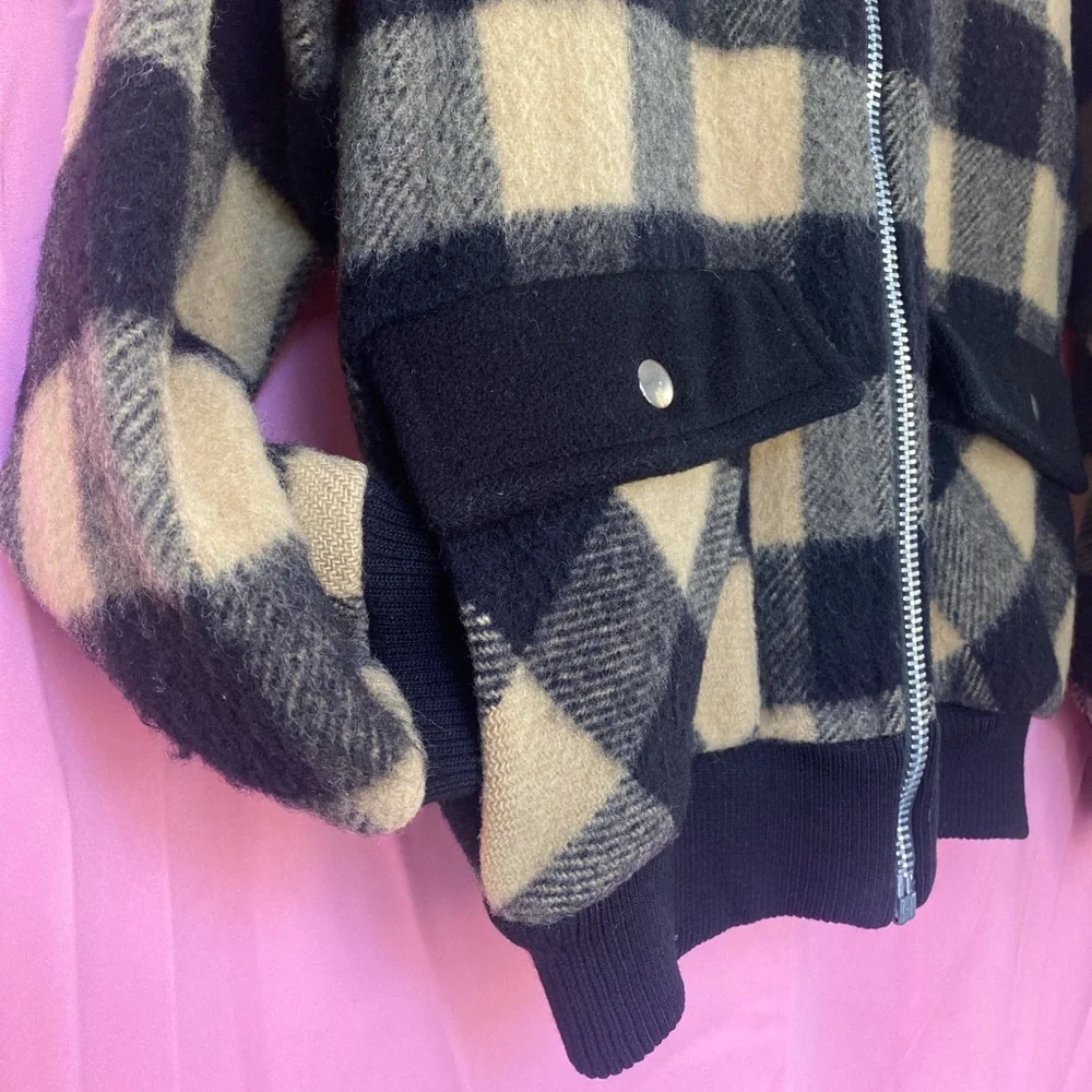 Vintage virgin wool plaid bomber jacket - Picture 2 of 6